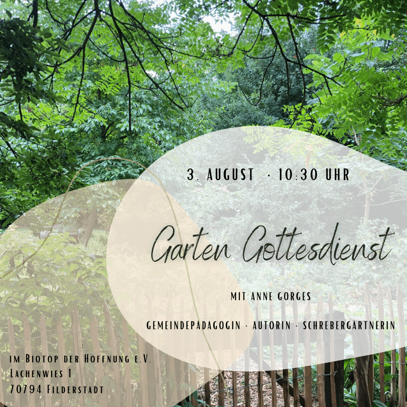 Garten-Gottesdienst im Biotop der Hoffnung